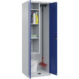 C+P Omara za čistilne pripomočke Classic PLUS, 1 del, skrajšana predelna stena na sredini, svetlo sive / encijan modre barve, Š 600 mm, talni drsniki, | Shoptok.si