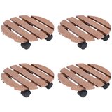 vidaXL Voziček za rastline 4 kosi rjave barve Ø30x7,5 cm WPC Cene