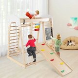  Komplet za plezanje 8 v 1, dim.124 x 119 x 138 cm, otroško plezalo, naravne barve | Shoptok.si
