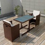 Bistro 3-dijelni bistro set od poliratana s jastucima smeđi Cijene