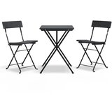  3-dijelni sklopivi bistro set od poliratana crni | Eponuda.ba