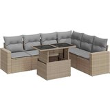 Maison Chic Seti vrtnega pohištva - Vrtna garnitura - Vrtni pohištvo set 7-delna z blazinami bež poli ratan, (21802902) | Shoptok.si