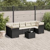 vidaXL 8-dijelni set vrtnih sofa od poliratana s jastucima crni Cijene