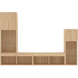  4-dijelni zidni TV elementi s LED svjetlima boja hrasta drveni | Eponuda.com