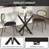  Moderni stakleni blagovaonski stol promjera 70 cm kuhinjski stol s kaljenom staklenom pločom i metalnim nogama za 4 osobe | shoptok.hr