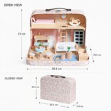 Ginger Home dečija drvena kućica sa koferom, prenosiva mini kuc?ica za lutke sa nameštajem i dodacima, roze ( W06A651 ) | Eponuda.com