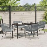  5-delni vrtni jedilni set s blazinami v sivi poli ratan, (22087525) | Shoptok.si