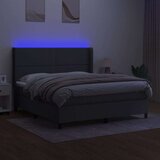  Box spring postelja z vzmetnico LED temno siva 180x200 cm blago, (20937799) | Shoptok.si