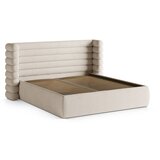 Micadoni Bež tapecirani bračni krevet s prostorom za odlaganje s podnicom 200x200 cm Mount – | shoptok.hr