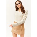 Olalook Women's Bone Polo Neck Fine Knitwear Sweater | Shoptok.si