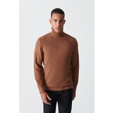 Avva Men's Camel Turtleneck Jacquard Sweater cene