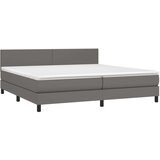  Box spring postelja z vzmetnico LED siva 200x200cm umetno usnje, (20999366) | Shoptok.si