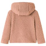  Dječja jakna s kapuljačom od mekanog umjetnog krzna boja konjaka 104 | shoptok.hr