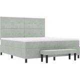 Box Spring Krevet s Madracem &amp Klupom Svijetlosiva 180x200 cm Baršun | shoptok.hr