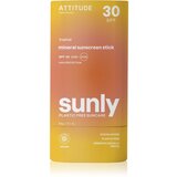 Attitude Sunly Sunscreen Stick mineralna krema za sunčanje u sticku SPF 30 Tropical 60 g | shoptok.hr