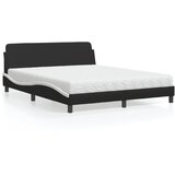 vidaXL Postelja z vzmetnico črna in bela 160x200 cm umetno usnje | Shoptok.si