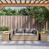  Vrtni bočni stolići 2 kom bež 55 x 34 x 37 cm poliratan i drvo | shoptok.hr