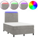  Krevet box spring s madracem LED svjetlosivi 120x200 cm baršun | shoptok.hr