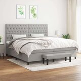  Box spring postelja z vzmetnico svetlo siva 200x200 cm blago, (20726813) Cene