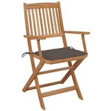 Maison Chic Zložljivi Vrtni Stoli - Stol za vrti 4 kosi z blazinami trden akacijev les JS2958, (21875867) Cene