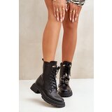 Boto Eco Leather Women's Worker Boots With Pins Black Rianael | Shoptok.si