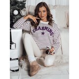 DStreet Sweter damski AURORA w paski ecru-fioletowy | Shoptok.si