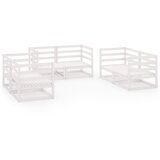 Maison Chic Seti vrtnega pohištva - Vrtna garnitura - Vrtni pohištvo set 6-delna bela trdna borovina, (21815880) | Shoptok.si