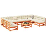  10-dijelni set vrtnih sofa s jastucima voštano smeđi borovine | shoptok.hr