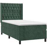  Krevet box spring s madracem LED tamnozeleni 90x200 cm baršun | shoptok.hr