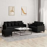  3-dijelni set sofa s jastucima crni od tkanine Cijene