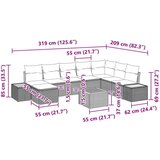  Set od 9 komada vrtnog kauča s jastučićima crni poli ratan akacija | shoptok.hr