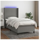  Box spring postelja z vzmetnico LED temno siva 90x200 cm blago | Shoptok.si