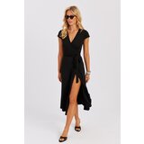 Cool & Sexy Women's Black Double Breasted Midi Dress | Shoptok.si