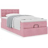 vidaXL Otomanski posteljni okvir z vzmetnico roza 100x200 cm žamet | Shoptok.si