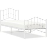  The Living Store Kovinski posteljni okvir z vzglavjem in vznožjem bel 90x190 cm - Posteljni Okvir, (21448739) | Shoptok.si