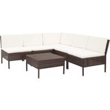 Maison Chic Seti vrtnega pohištva - Vrtna garnitura - Vrtni pohištvo set z blazinami 6-delna poli ratan rjava, (21796152) | Shoptok.si