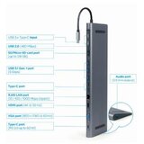 Docking station USB adapter Type-C 9-in-1 multi-port adapter, USB hub + HDMI + VGA + PD + card reader + LAN + audio, space grey GEMBIRD A-CM-COMBO9-01 | Eponuda.ba