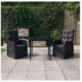  3-dijelni vrtni blagovaonski set s jastucima crni | shoptok.hr
