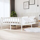The Living Store Posteljni okvir bel 150x200 cm trden les - Posteljni Okvir, (21525995) Cene