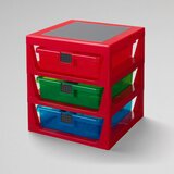 Lego polica sa 3 fioke i podlogom za gradnju – crvena | ePonuda.com