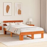  Krevetna konstrukcija s uzglavljem Vosak smeđa 135 x 190 cm | shoptok.hr