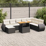vidaXL 9-dijelni set vrtnih sofa s jastucima crni od poliratana | shoptok.hr