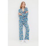 Trendyol Blue Christmas Themed Knitted Pajamas Set Cijene