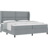 Box Spring Krevet s Madracem - Svjetlosiva 200x200 cm Tkanina | shoptok.hr
