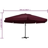 vidaXL Vrtni suncobran s aluminijskom šipkom 600 cm bordo | shoptok.hr