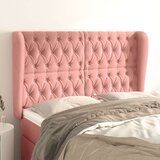  Vzglavje z ušesi roza 147x23x118/128 cm žamet, (20953402) | Shoptok.si