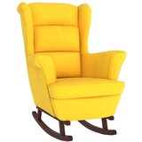 The Living Store Gugalni stol z nogami iz trdnega kavčukovca rumen žamet - Gugalni Stol, (21487795) | Shoptok.si