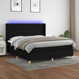  box spring s madracem LED crni 160x200 cm od tkanine | shoptok.hr