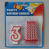  Svećice (10kom) sa BROJEM 3 visinabr.8cm/sveć.9cm | ePonuda.com