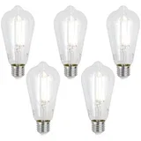 Komplet 5 E27 zatemljive LED žarnice ST64 prozorna 7W 806lm 2700-6500K